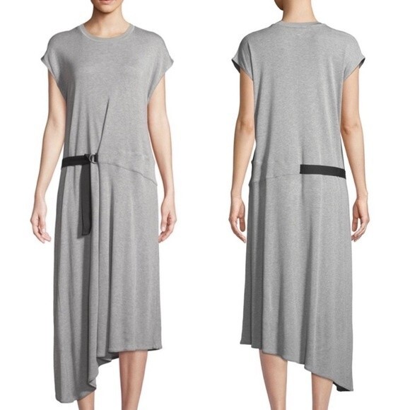 Rag & Bone Ophelia Midi Tee Dress Heather Gray Asymmetrical Hem Women’s Size XS - Picture 1 of 15